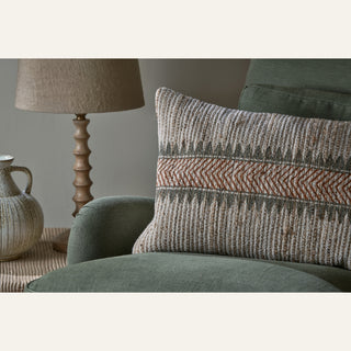 Nkuku Zairya Block Print Cushion Cover – Rust & Moss