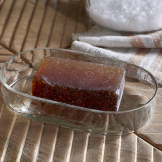 Nkuku Ilcoso Recycled Hammered Glass Soap Dish - Clear