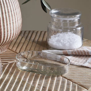 Nkuku Ilcoso Recycled Hammered Glass Soap Dish - Clear