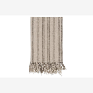 Nkuku Odisha Linen Throw | Natural & Charcoal Stripe