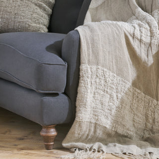 Nkuku Puli Recycled Linen Throw – Natural Handwoven Sofa & Bed Throw