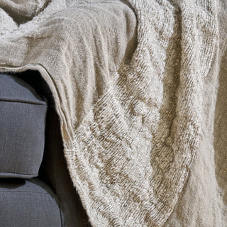 Nkuku Puli Recycled Linen Throw – Natural Handwoven Sofa & Bed Throw