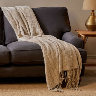 Nkuku Mayla Recycled Linen Throw | Natural Handwoven Throw