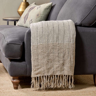 Nkuku Mayla Recycled Linen Throw | Natural Handwoven Throw