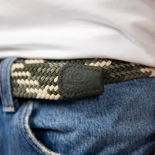 Billybelt The Amazonia Elastic Woven Belt – Green & Beige