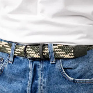 Billybelt The Amazonia Elastic Woven Belt – Green & Beige