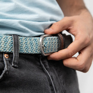 Billybelt Rhodes Elastic Woven Belt – Pale Blue
