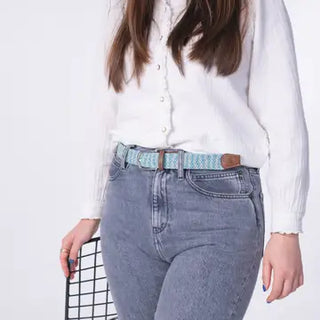 Billybelt Rhodes Elastic Woven Belt – Pale Blue