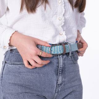 Billybelt Rhodes Elastic Woven Belt – Pale Blue