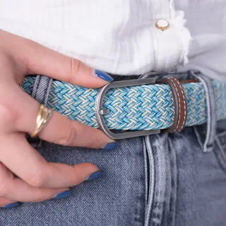 Billybelt Rhodes Elastic Woven Belt – Pale Blue