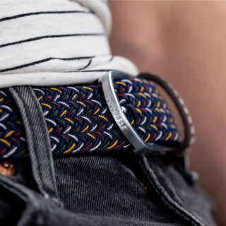 Billybelt The Sandefjord Elastic Woven Belt – Dark Blue Multi