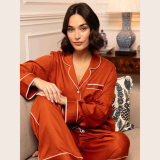 Cyberjammies Camden Burnt Orange Pyjama Set | Women’s Long Sleeve Nightwear