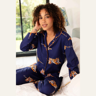 Cyberjammies Indigo Tiger Print Pyjama Set | Women’s Soft Nightwear