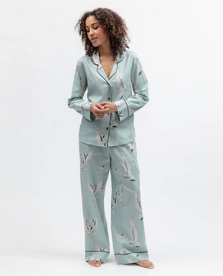 Cyberjammies Grace Swan Print Wide Leg Pyjama Set | Women’s Cotton Modal Nightwear
