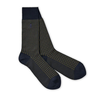 London Sock Company Classic Greens Socks – 3 Pairs of Scottish Lisle Cotton Blend Patterned Socks (Size 8-10.5)