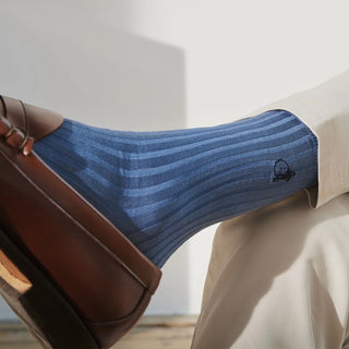London Sock Company Dash of Class Navy – Men’s Cotton Socks, 6 Pair Gift Box (Size M, 8-10.5)