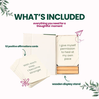Healing Affirmation Cards – 52 Cards with Wooden Stand