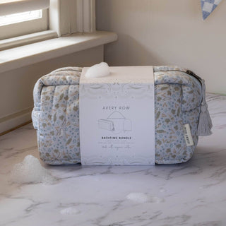 Avery Row Nature Trail Baby Bath Gift Set – Organic Cotton Towel, Mitt & Wash Bag