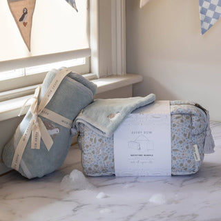 Avery Row Nature Trail Baby Bath Gift Set – Organic Cotton Towel, Mitt & Wash Bag