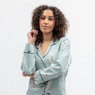 Cyberjammies Grace Swan Print Wide Leg Pyjama Set | Women’s Cotton Modal Nightwear
