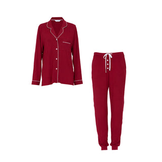Cyberjammies Blaze Red Jersey Pyjama Set | Women’s Soft Stretch Nightwear