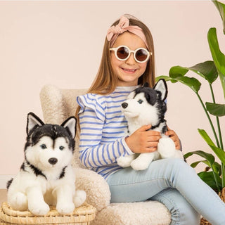 Hermann Teddy Collection Husky Soft Toy 30cm – Sitting Black & White Plush Dog