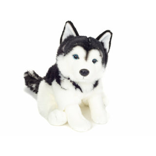 Plush toy husky dog on a white background