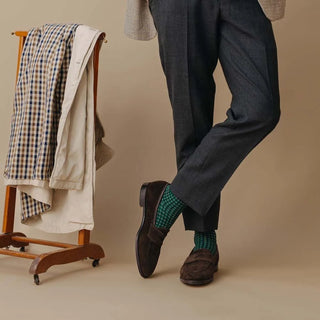 London Sock Company Classic Greens Socks – 3 Pairs of Scottish Lisle Cotton Blend Patterned Socks (Size 8-10.5)