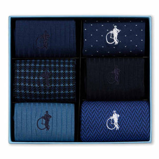 London Sock Company Dash of Class Navy – Men’s Cotton Socks, 6 Pair Gift Box (Size M, 8-10.5)
