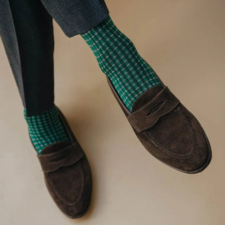 London Sock Company Classic Greens Socks – 3 Pairs of Scottish Lisle Cotton Blend Patterned Socks (Size 8-10.5)