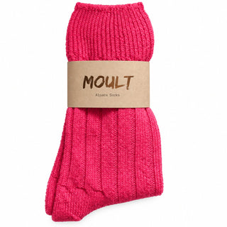 Moult raspberry alpaca socks