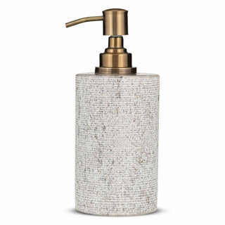 Nkuku Asana Marble Soap Dispenser – Grey, Hand-Etched