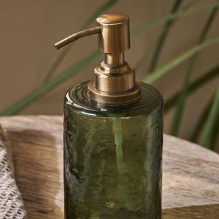 Nkuku Ilcoso Recycled Hammered Glass Soap Dispenser – Green