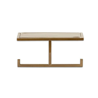 Nkuku Mahi Wall Mounted Double Toilet Roll Holder with Shelf – Aged Brass