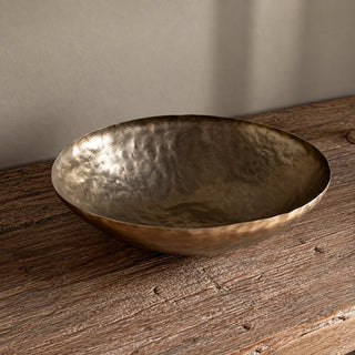 Nkuku Malar Hammered Solid Brass Bowl | Aged Brass Decorative Bowl