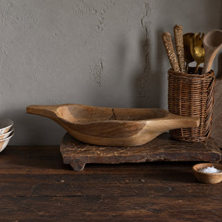 Nkuku Naashta Handled Serving Bowl – Natural Mango Wood