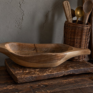 Nkuku Naashta Handled Serving Bowl – Natural Mango Wood