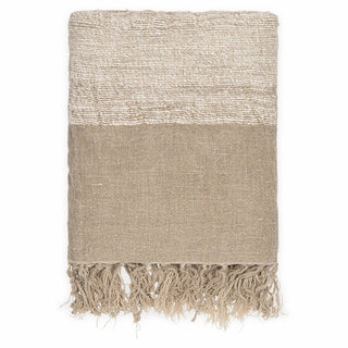Nkuku Puli Recycled Linen Throw – Natural Handwoven Sofa & Bed Throw