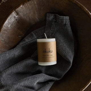 Nkuku Rustic Pillar Candle – Natural Soy Wax Blend, 8cm