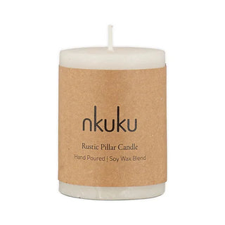 Nkuku Rustic Pillar Candle – Natural Soy Wax Blend, 8cm