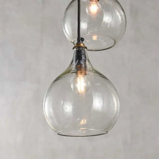 Nkuku Ziva Recycled Glass 3-Light Cluster Pendant – Clear & Antique Brass