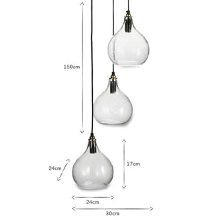 Nkuku Ziva Recycled Glass 3-Light Cluster Pendant – Clear & Antique Brass