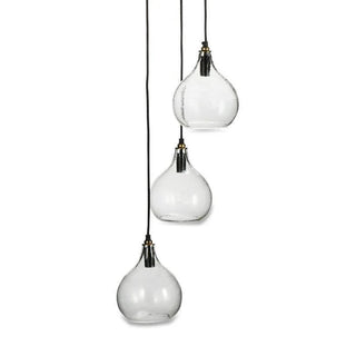 Nkuku Ziva Recycled Glass 3-Light Cluster Pendant – Clear & Antique Brass