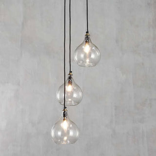 Nkuku Ziva Recycled Glass 3-Light Cluster Pendant – Clear & Antique Brass