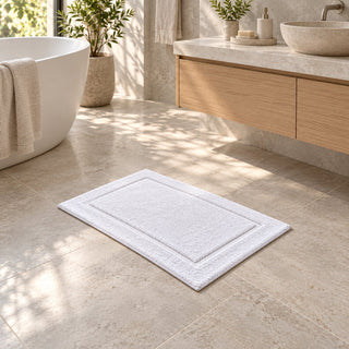 Richard Behr 100% Cotton Hotel Bath Mat – White, 50 × 75cm