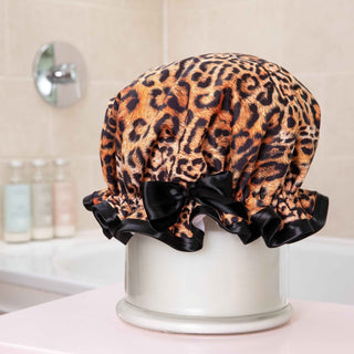 Shower Goddess Leopard Print Shower Cap - Luxury Hair Protection