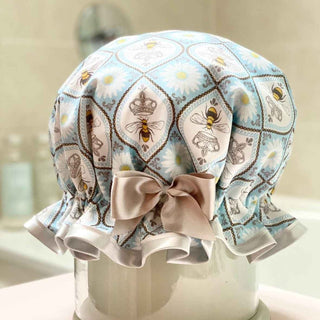 Shower Goddess Queen Bee Shower Cap -  Luxury Hair Protection