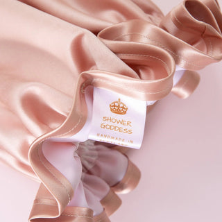Shower Goddess Rose Gold Satin Shower Cap - Luxury Hair Protection