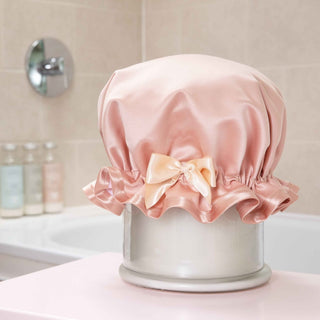 Shower Goddess Rose Gold Satin Shower Cap - Luxury Hair Protection