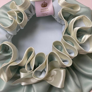 Shower Goddess Sage Green Satin Shower Cap - Luxury Hair Protection